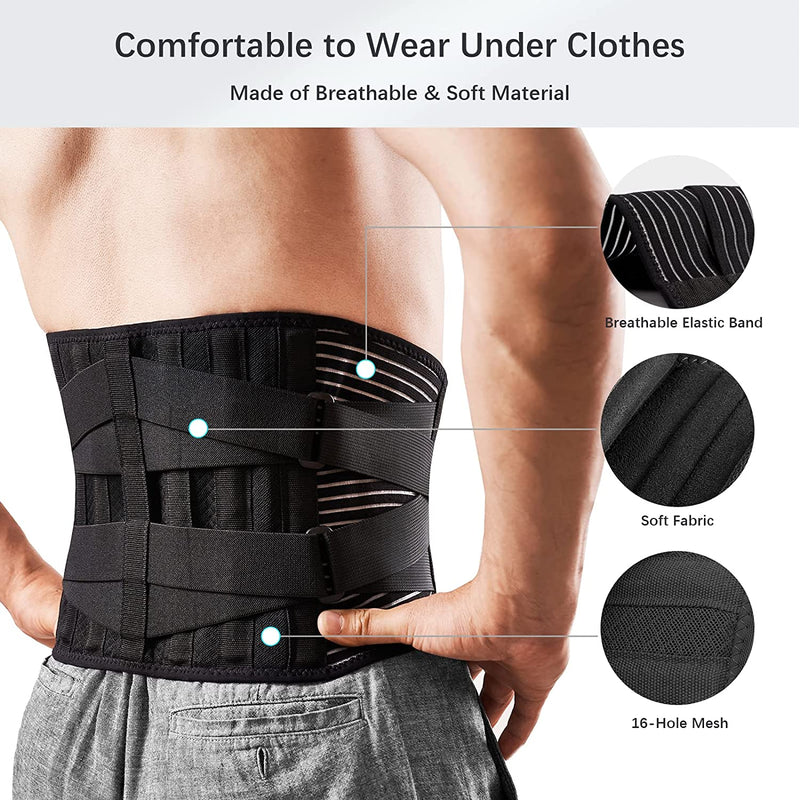 Back Braces for Lower Back Pain Relief with 6 Stays, Breathable Back Support Belt for Men/Women for work , Anti-skid lumbar support belt