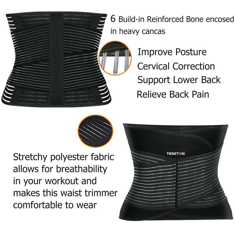 Back Support Belt for Men and Women, Relief Lower Back Pain Herniated Disc, Sciatica, Scoliosis, Back Brace Wrap Belt, Breathable Mesh, Lumbar Support Belt with 6 reinforced Bones