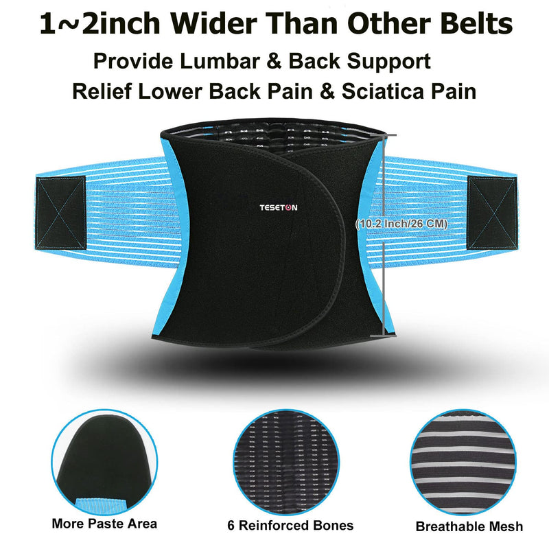 Back Support Brace Belt for Men & Women, Breathable Lumbar Support Belt, scoliosis back brace, Waist Relax Lower Back Pain & Sciatica Pain Relief with 6 reinforced Bones Blue