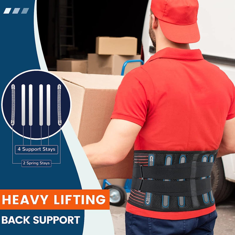 Back Brace For Lower Back Pain With 4 Stays-Lumbar Support For Heavy Lifting Men Women-Breathable Waist Support Relief Sciatica,Herniated Disc