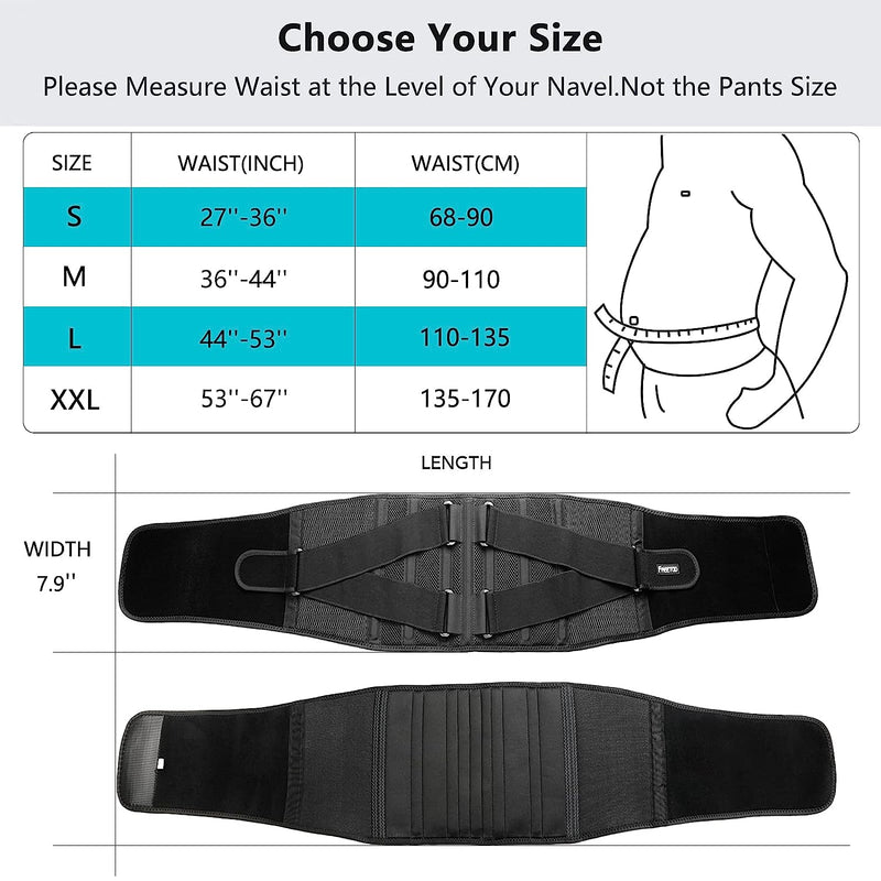 Air Mesh Back Brace for Men Women Lower Back Pain Relief with 7 Stays, Adjustable Back Support Belt for Work, Anti-skid Lumbar Support for Sciatica Scoliosis Black