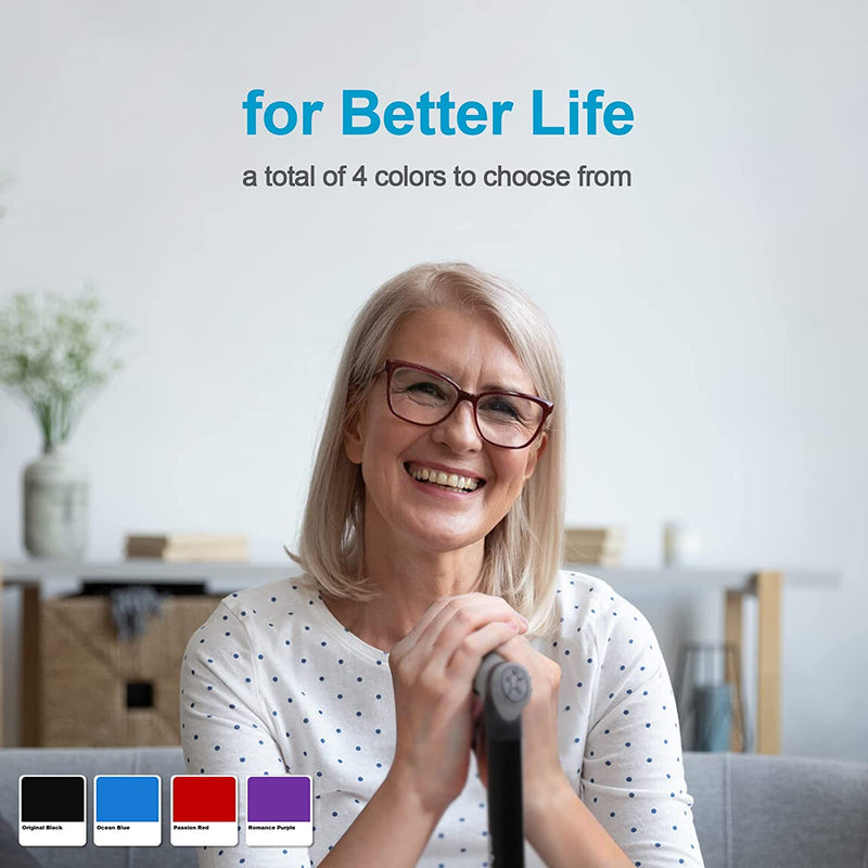 All Terrain Walking Cane, Colorful Foldable Walking Sticks for Seniors & Adults, Pivot Tip and Heavy Duty Mobility Aid, Collapsible Cane for Men & Women,Natural Black