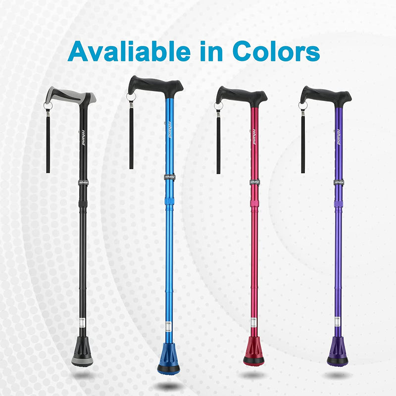 All Terrain Walking Cane, Colorful Foldable Walking Sticks for Seniors & Adults, Pivot Tip and Heavy Duty Mobility Aid, Collapsible Cane for Men & Women,Ocean Blue