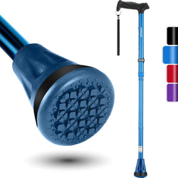 All Terrain Walking Cane, Colorful Foldable Walking Sticks for Seniors & Adults, Pivot Tip and Heavy Duty Mobility Aid, Collapsible Cane for Men & Women,Ocean Blue