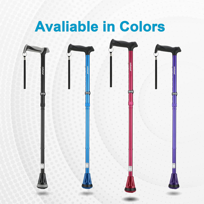 All Terrain Walking Cane, Colorful Foldable Walking Sticks for Seniors & Adults, Pivot Tip and Heavy Duty Mobility Aid, Collapsible Cane for Men & Women,Passion Red