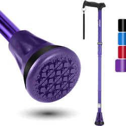 All Terrain Walking Cane, Colorful Foldable Walking Sticks for Seniors & Adults, Pivot Tip and Heavy Duty Mobility Aid, Collapsible Cane for Men & Women,Romance Purple