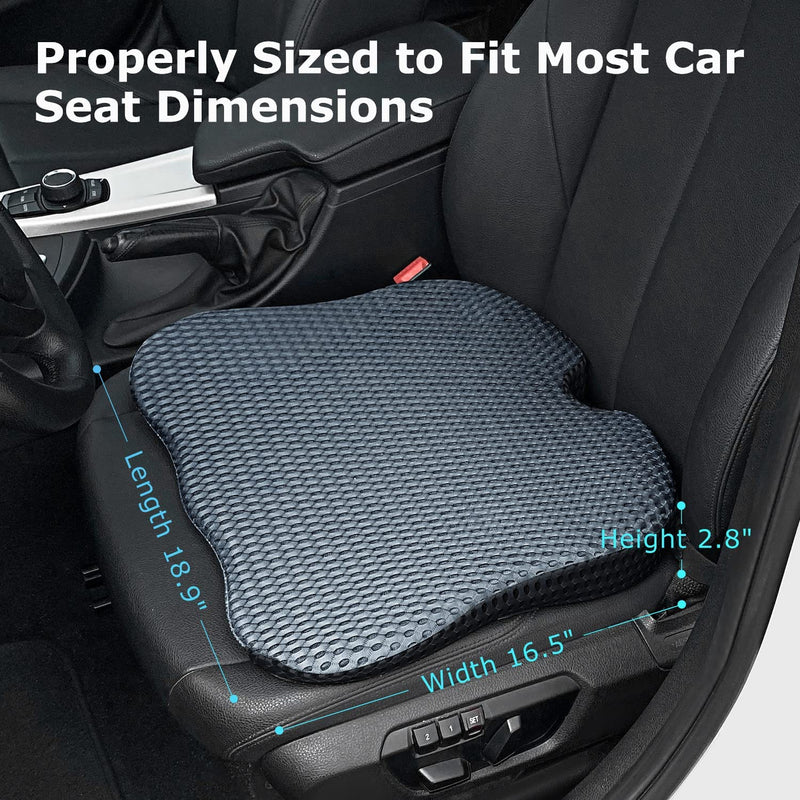 Wedge Seat Cushion for Car Seat Driver/Passenger- Wedge Car Seat Cushions for Driving Improve Vision/Posture - Memory Foam Car Seat Cushion for Hip Pain (Mesh Cover,Gray)