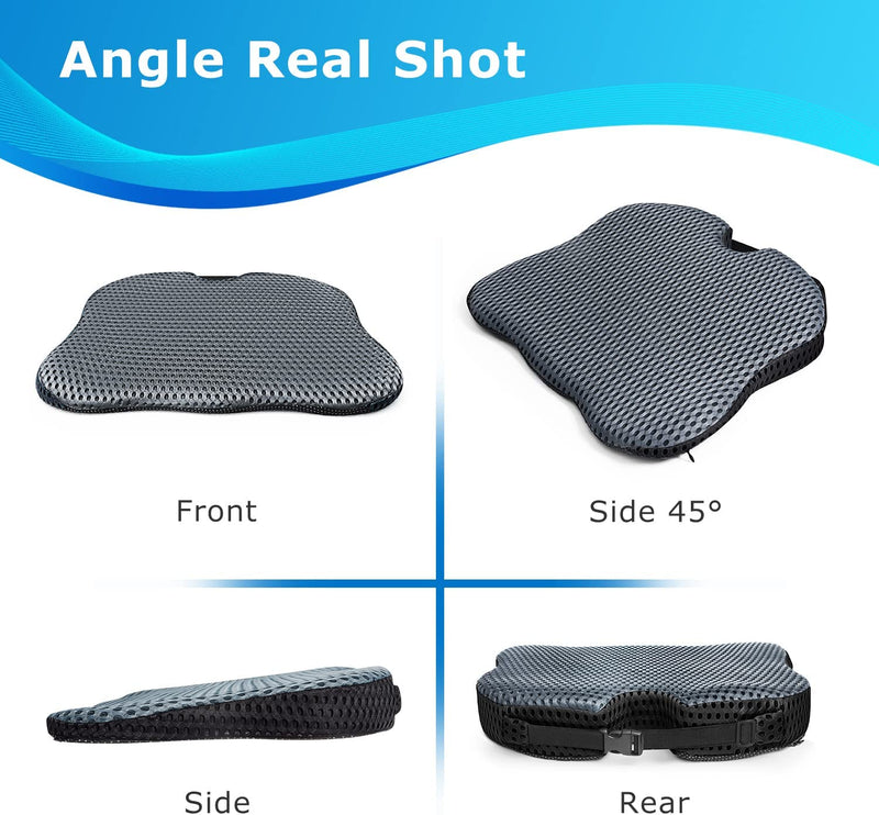 Wedge Seat Cushion for Car Seat Driver/Passenger- Wedge Car Seat Cushions for Driving Improve Vision/Posture - Memory Foam Car Seat Cushion for Hip Pain (Mesh Cover,Gray)