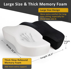 Large Office Chair Cushions/Chair Pads with Thick Memory Foam - Luxurious Comfort and Support for Extended Sitting (Velvet Cover, Black)