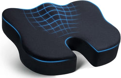 Large Office Chair Cushions/Chair Pads with Thick Memory Foam - Luxurious Comfort and Support for Extended Sitting (Velvet Cover, Black)