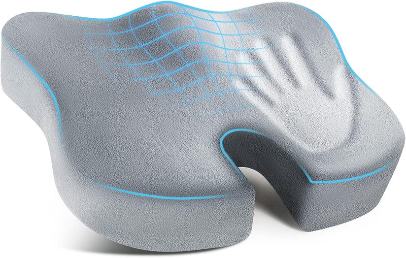 Large Seat Cushion/Lifting Cushions with Thick Memory Foam - Luxurious Comfort and Support for Extended Sitting (Velvet Cover, Gray)