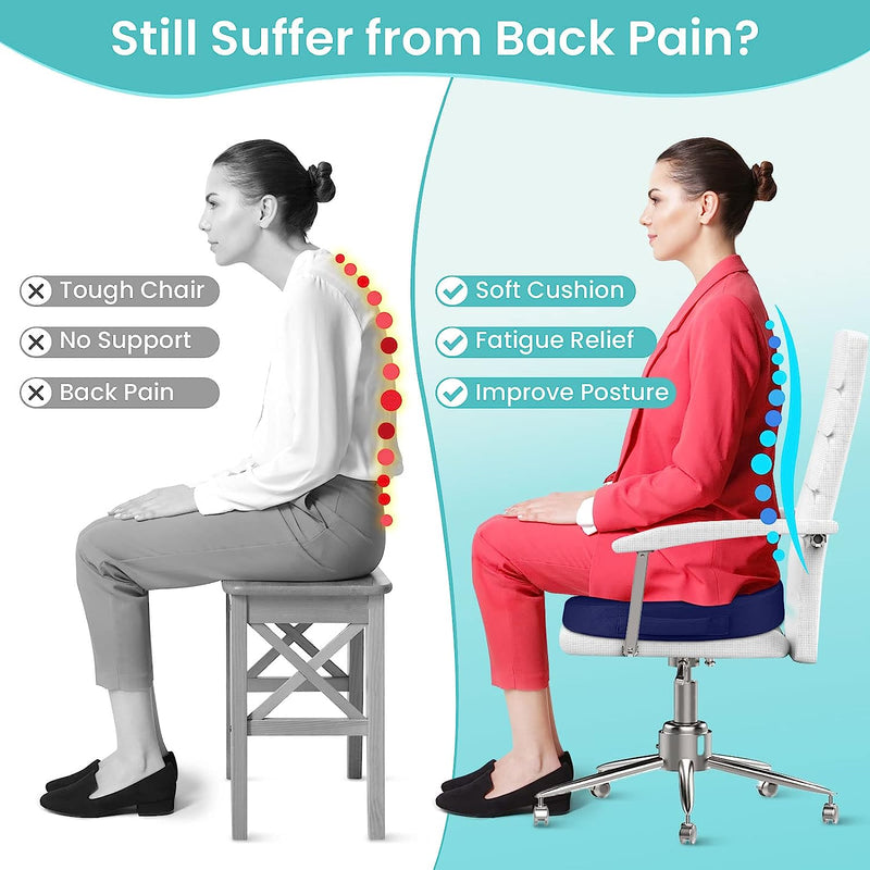 Gel Seat Cushion Office Chair Cushion for All-Day Sitting - Back, Sciatica, Coccyx Tailbone Pain Relief Cushion - Ergonomic Seat Cushion for Office Chairs, Car Seat, Gaming Chair - Blue