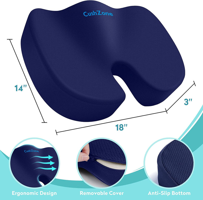 Gel Seat Cushion Office Chair Cushion for All-Day Sitting - Back, Sciatica, Coccyx Tailbone Pain Relief Cushion - Ergonomic Seat Cushion for Office Chairs, Car Seat, Gaming Chair - Blue