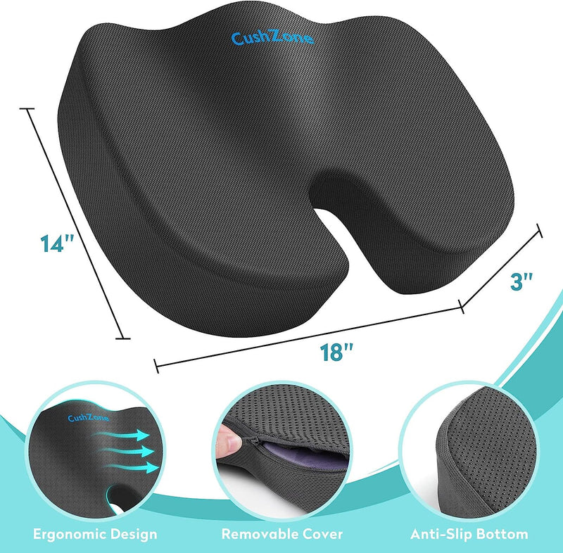 Gel Seat Cushion Office Chair Cushion for Lifting Sitting - Back, Sciatica, Coccyx Tailbone Pain Relief Cushion - Ergonomic Lifting Cushion for Office Chairs, Car Seat, Gaming Chair - Grey
