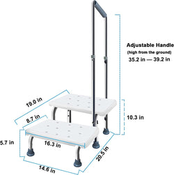 Step Stool with Handle and Non-Skid Platform, Heavy Duty 2 Steps Medical Foot Stool for Adult, Seniors, Handicap Holds up to 350 lbs
