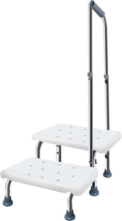 Step Stool with Handle and Non-Skid Platform, Heavy Duty 2 Steps Medical Foot Stool for Adult, Seniors, Handicap Holds up to 350 lbs