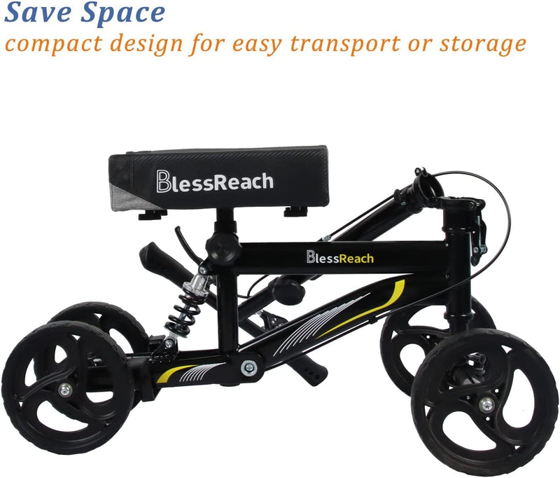 Economy Knee Scooter, Steerable Knee Walker, Foldable Knee Scooters for Foot Injuries Adult Best Crutches Alternative Black