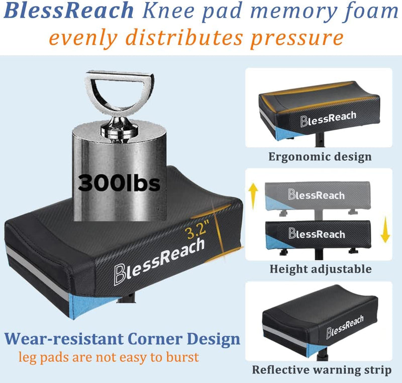 Economy Knee Scooter, Steerable Knee Walker, Foldable Knee Scooters for Foot Injuries Adult Best Crutches Alternative (Blue)