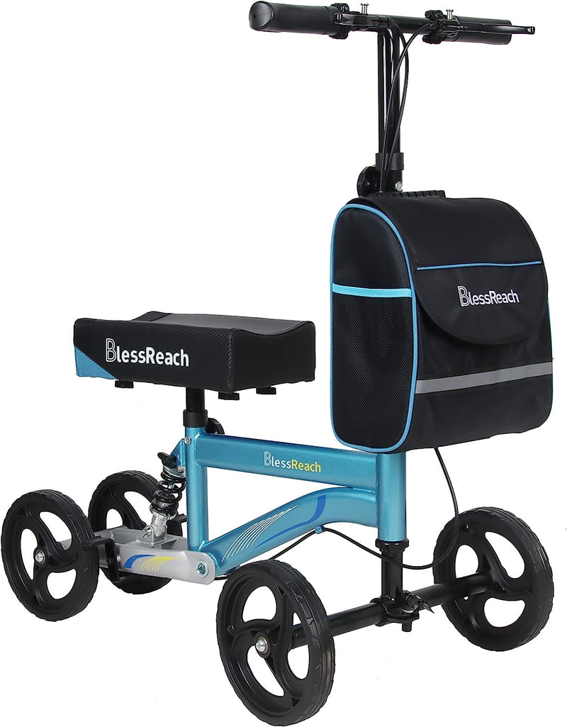 Economy Knee Scooter, Steerable Knee Walker, Foldable Knee Scooters for Foot Injuries Adult Best Crutches Alternative (Blue)