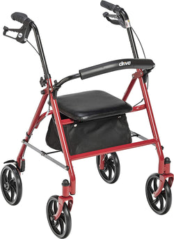 Health & Household Wheel Rollator Walker With Seat & Removable Back Support, Rolling Walkers Sales & Deals Red