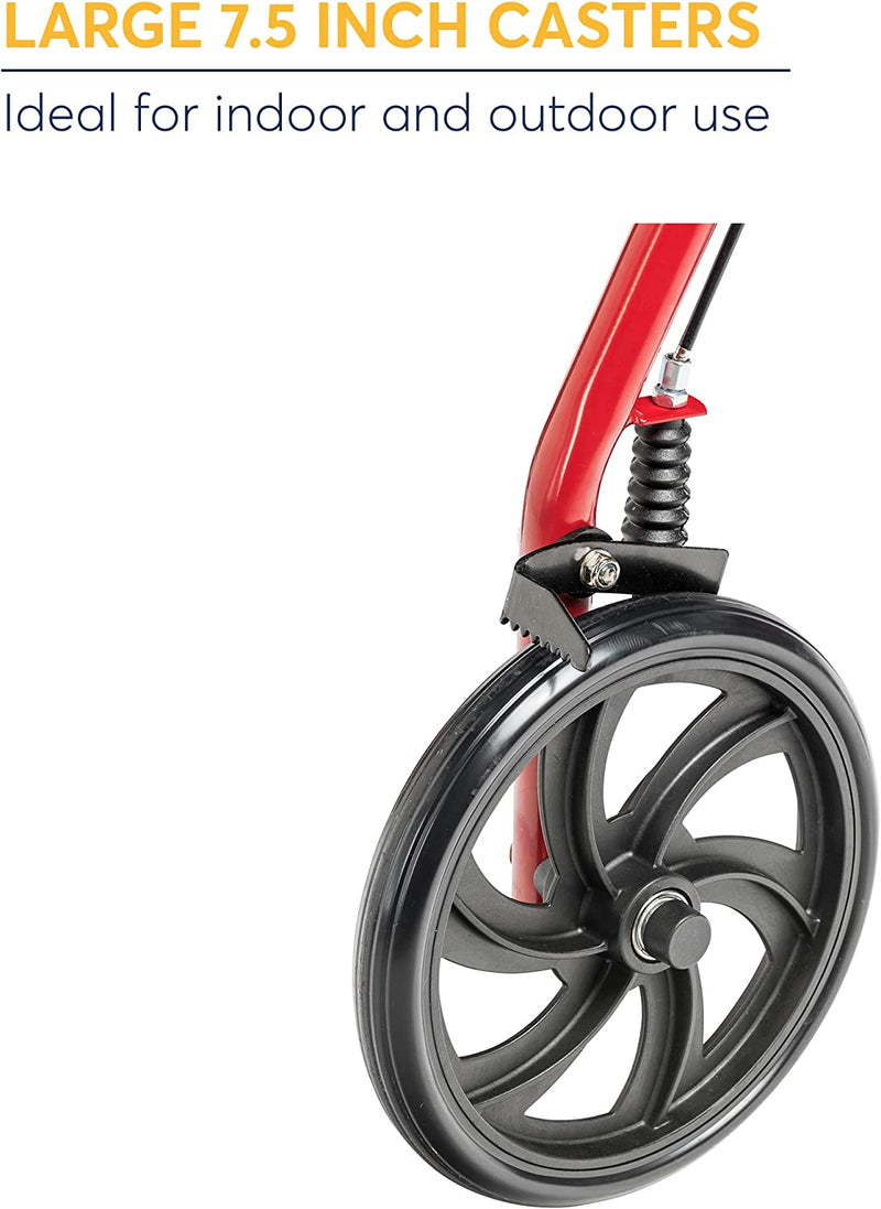 Health & Household Wheel Rollator Walker With Seat & Removable Back Support, Rolling Walkers Sales & Deals Red