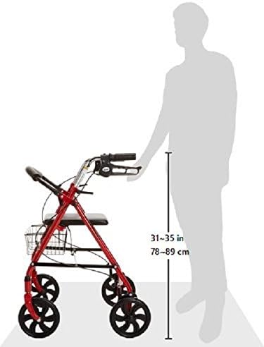 Health & Household Wheel Rollator Walker With Seat & Removable Back Support, Rolling Walkers Sales & Deals Red