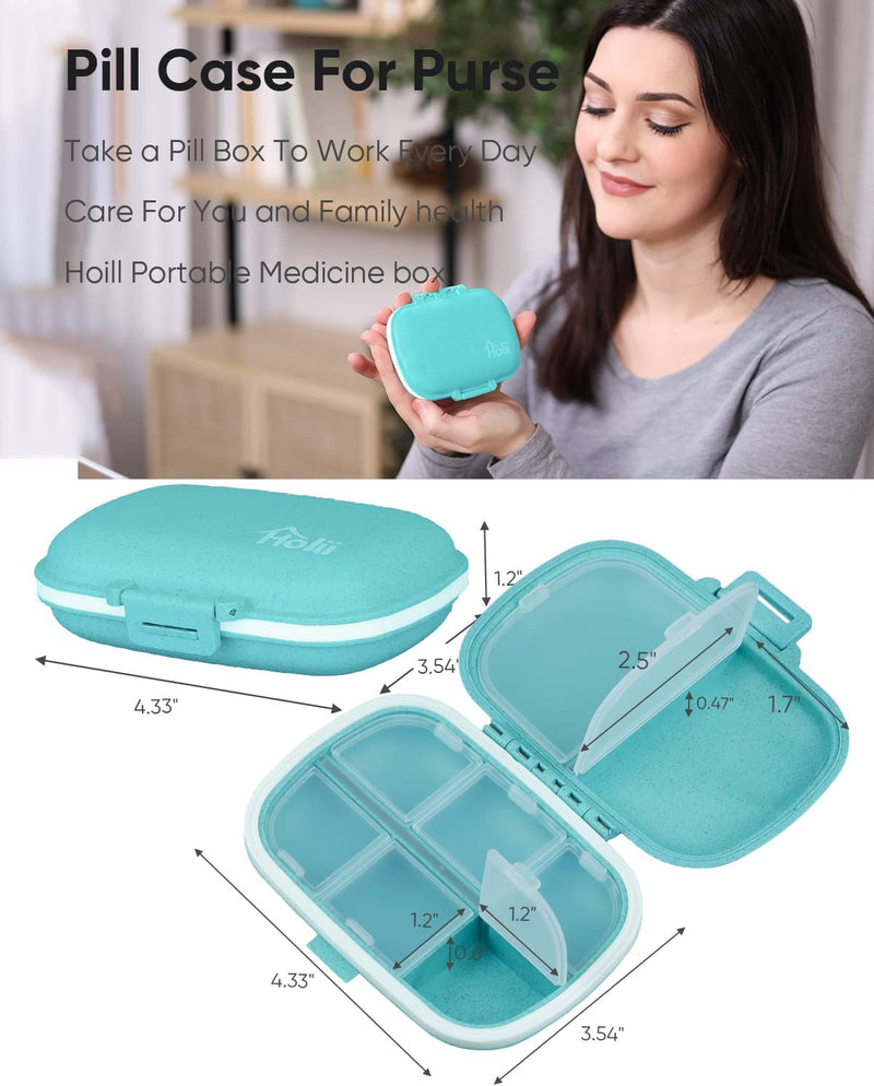 Daily Pill Organizer, 8 Compartments Portable Pill Case, Pill Box to Hold Vitamins, Personal Pill Organizers Cod Liver Oil Blue