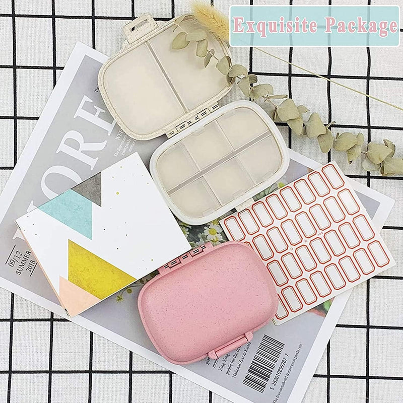 Daily Pill Organizer, 8 Compartments Portable Pill Case, Pill Box to Hold Vitamins, Personal Pill Organizers Cod Liver Oil Blue+pink+khaki+green