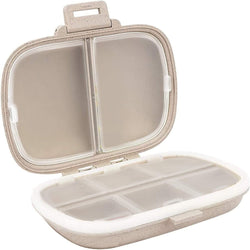 Daily Pill Organizer, 8 Compartments Portable Pill Case, Pill Box to Hold Vitamins, Personal Pill Organizers Cod Liver Oil Khaki