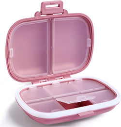 Daily Pill Organizer, 8 Compartments Portable Pill Case, Pill Box to Hold Vitamins, Personal Pill Organizers Cod Liver Oil Pink