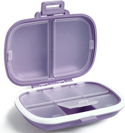 Daily Pill Organizer, 8 Compartments Portable Pill Case, Pill Box to Hold Vitamins, Personal Pill Organizers Cod Liver Oil Purple