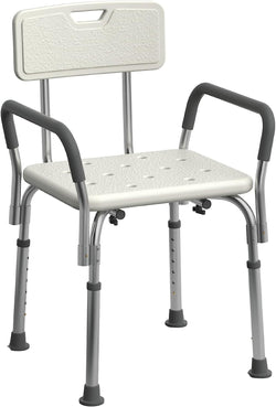 Shower Chair Seat with Padded Armrests and Back Heavy Duty Shower Chair for Bathtub Slip Resistant Shower Seat with Adjustable Height Shower Chair for Inside Shower with 350 lb Capacity