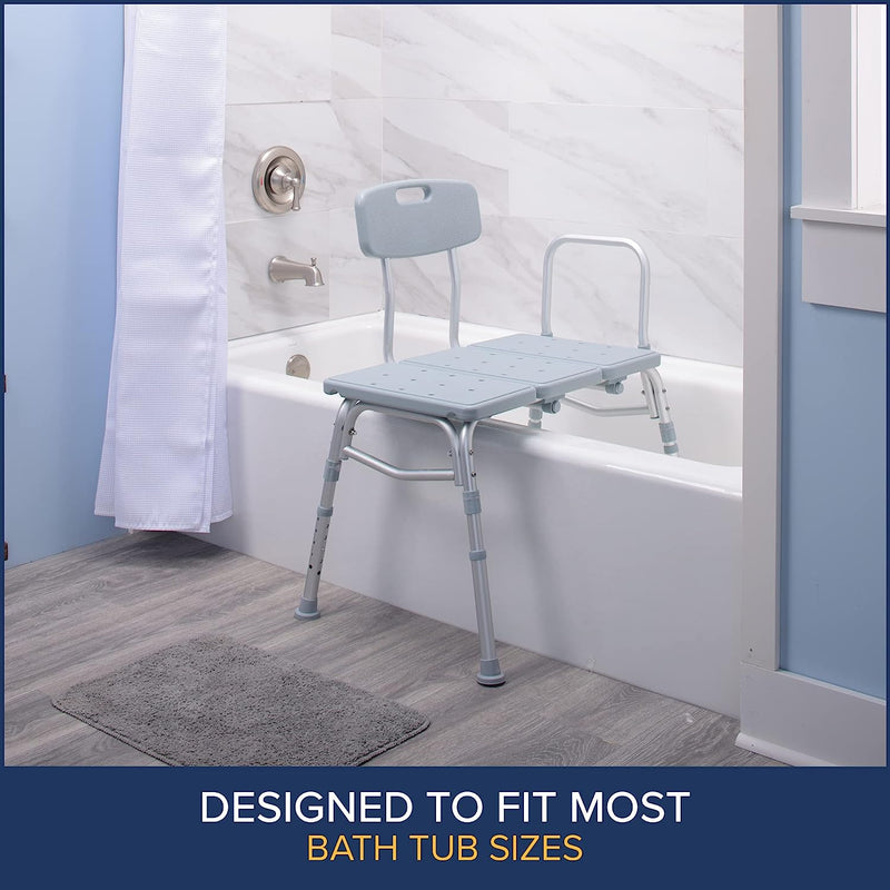Shower Chair Seat 12011KD-1 Tub Transfer Bench For Bathtub with Adjustable Backrest Designed to accommodate any bathroom with 400 lb Capacity