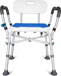 Bath Chair with Arms, Medical Shower Seat, Bariatric Bath Stool Safety Shower Bench with Reinforced Crossing bar for Elderly, Adults, Disabled