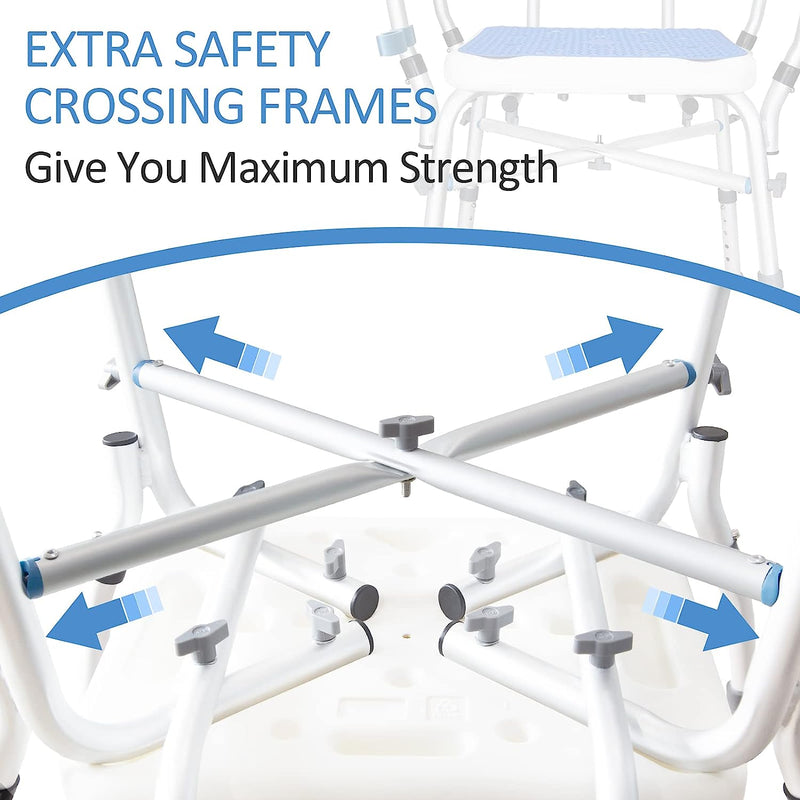 Bath Chair with Arms, Medical Shower Seat, Bariatric Bath Stool Safety Shower Bench with Reinforced Crossing bar for Elderly, Adults, Disabled