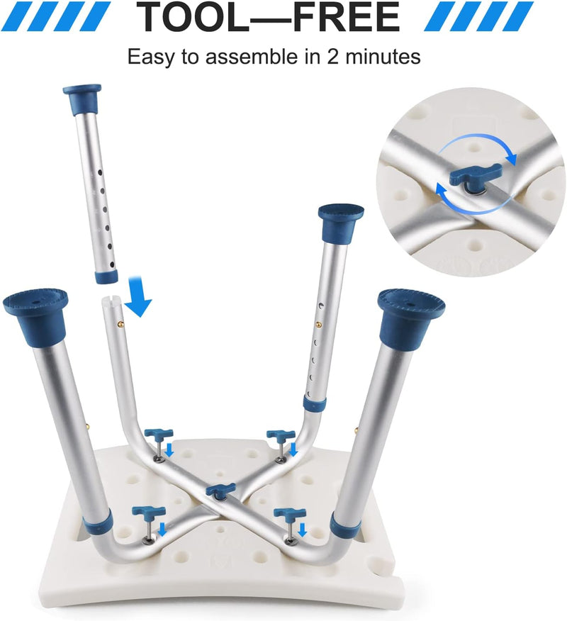 Shower Stool,Shower Bench Seat,Shower Chair for Inside Shower and Bathtub,with Shower Head Holder,Bath Chair,Shower Stool for Elderly Capacity 350lbs