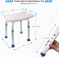 Shower Stool with Shower Head Holder and Silicone Back Scrubber, Shower Chair for Inside Shower and Bathtub Free Assembly