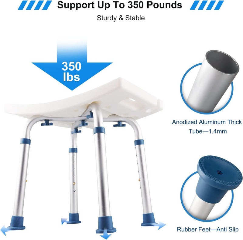 Shower Stool with Shower Head Holder and Silicone Back Scrubber, Shower Chair for Inside Shower and Bathtub Free Assembly