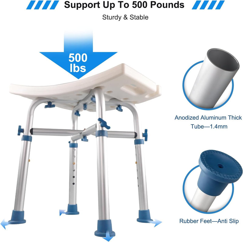 Shower Stool,Shower Bench Seat,Shower Chair for Inside Shower and Bathtub,with Shower Head Holder,Bath Chair,Capacity 500lbs