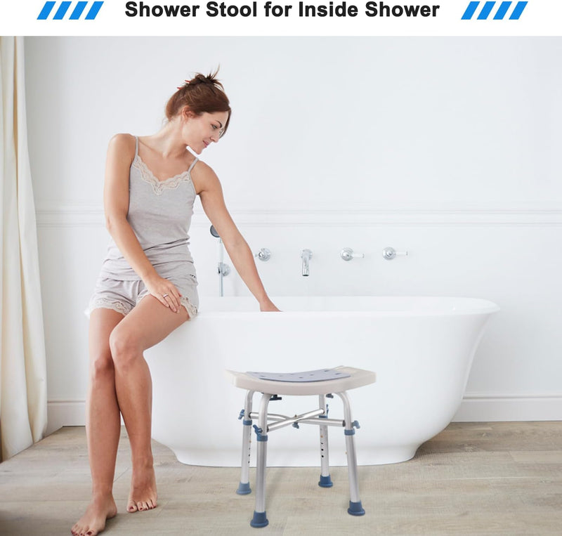 Shower Stool,Shower Bench Seat,Shower Chair for Inside Shower and Bathtub,with Shower Head Holder,Bath Chair,Capacity 500lbs