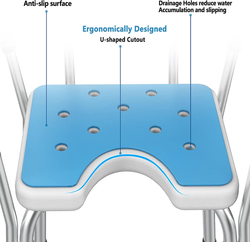 Shower Chair Bath Seat for Inside Bathtub with Arms and Back Tub Bathroom Stool Supports up to 330 lbs