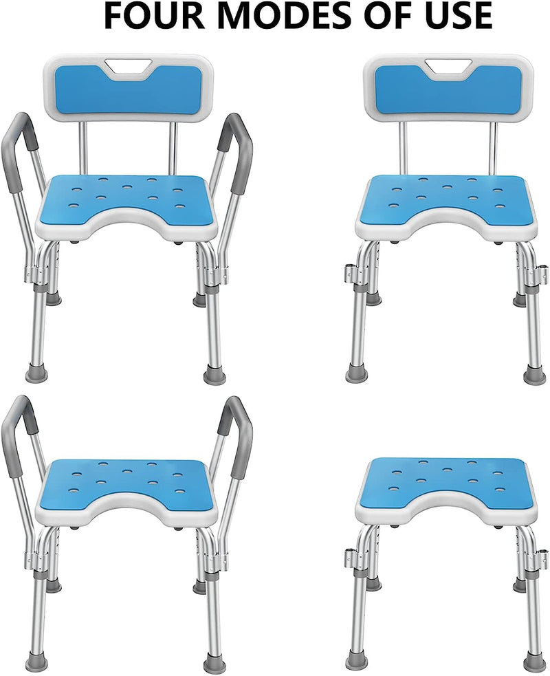 Shower Chair Bath Seat for Inside Bathtub with Arms and Back Tub Bathroom Stool Supports up to 330 lbs