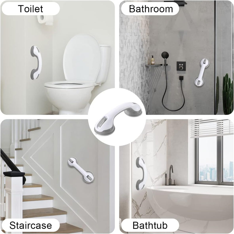 Shower Handle,Shower Suction Cup,Grab Bars for Bathtubs and Shower 12-inch,Grab Bars for Bathroom,Shower Grab Bars for Senior,Gray 2 Pack