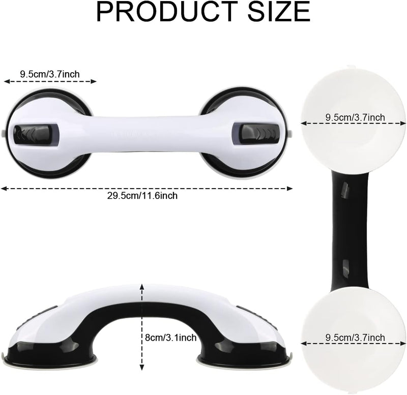 Shower Handle,Shower Suction Cup,Grab Bars for Bathtubs and Shower 12-inch,Grab Bars for Bathroom,Shower Grab Bars for Senior,Black 2 Pack