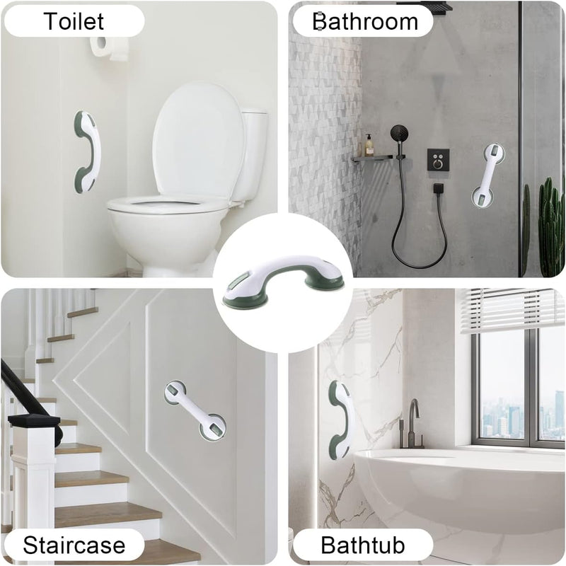 Shower Handle,Shower Suction Cup,Grab Bars for Bathtubs and Shower 12-inch,Grab Bars for Bathroom,Shower Grab Bars for Senior,Green 2 Pack