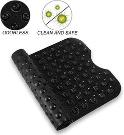 Bath Tub Shower Mat 40 x 16 Inch Non-Slip and Extra Large, Bathtub Mat with Suction Cups, Machine Washable Bathroom Mats with Drain Holes, Black