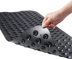 Bath Tub Shower Mat 40 x 16 Inch Non-Slip and Extra Large, Bathtub Mat with Suction Cups, Machine Washable Bathroom Mats with Drain Holes, Black