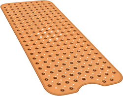 Bath Tub Shower Mat 40 x 16 Inch Non-Slip and Extra Large, Bathtub Mat with Suction Cups, Machine Washable Bathroom Mats with Drain Holes, Brown