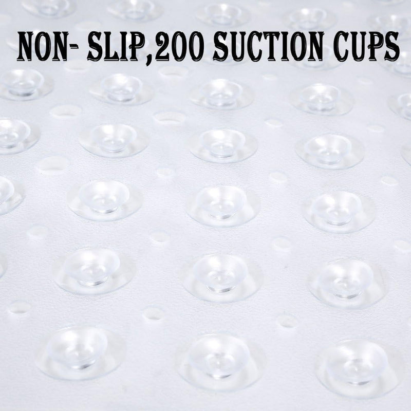 Bath Tub Shower Safety Mat 40 x 16 Inch Non-Slip and Extra Large, Bathtub Mat with Suction Cups, Machine Washable Bathroom Mats with Drain Holes, Clear