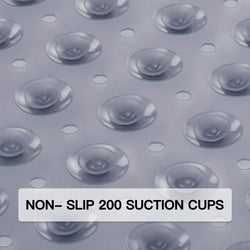 Bath Tub Shower Mat 40 x 16 Inch Non-Slip and Extra Large, Bathtub Mat with Suction Cups, Machine Washable Bathroom Mats with Drain Holes, Clear Gray